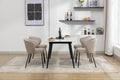 042 Set Of 2 Boucle Fabric Dining Chairs With Black Metal Legs,Light Coffee Wood Light Coffee Dining Room Foam Wipe Clean Modern Dining Chairs Wing Back Foam Boucle