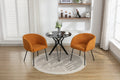 040 Boucle Fabric Dining Chair With Black Metal Legs Set Of 2,Ginger Wood Ginger Dining Room Foam Wipe Clean Modern Dining Chairs Wing Back Foam Boucle