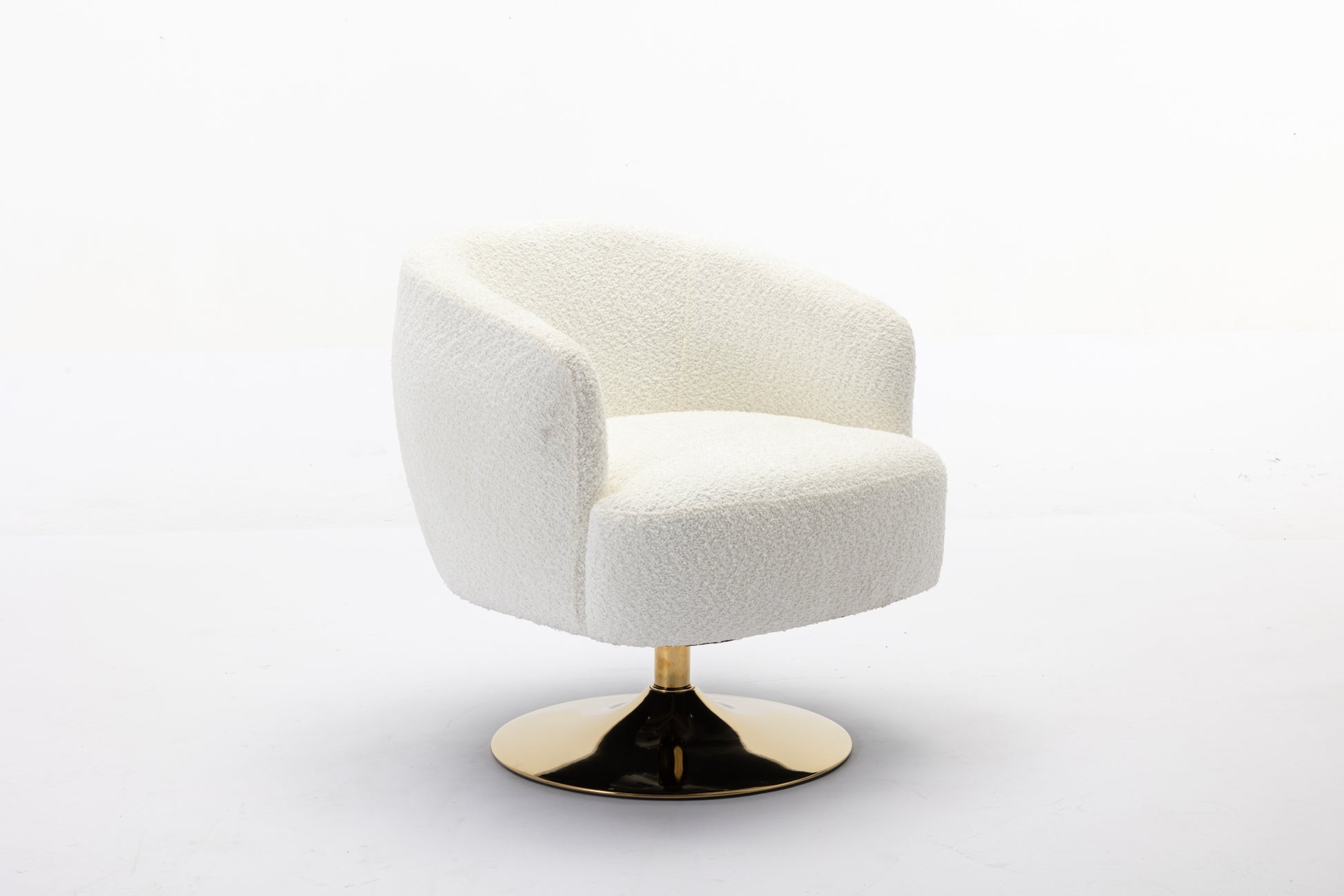 048 Chenille Fabric Accent Swivel Chair With Gold Metal Round Base,White White Primary Living Space Modern Eucalyptus Foam Chenille