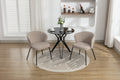 042 Set Of 2 Boucle Fabric Dining Chairs With Black Metal Legs,Light Coffee Wood Light Coffee Dining Room Foam Wipe Clean Modern Dining Chairs Wing Back Foam Boucle