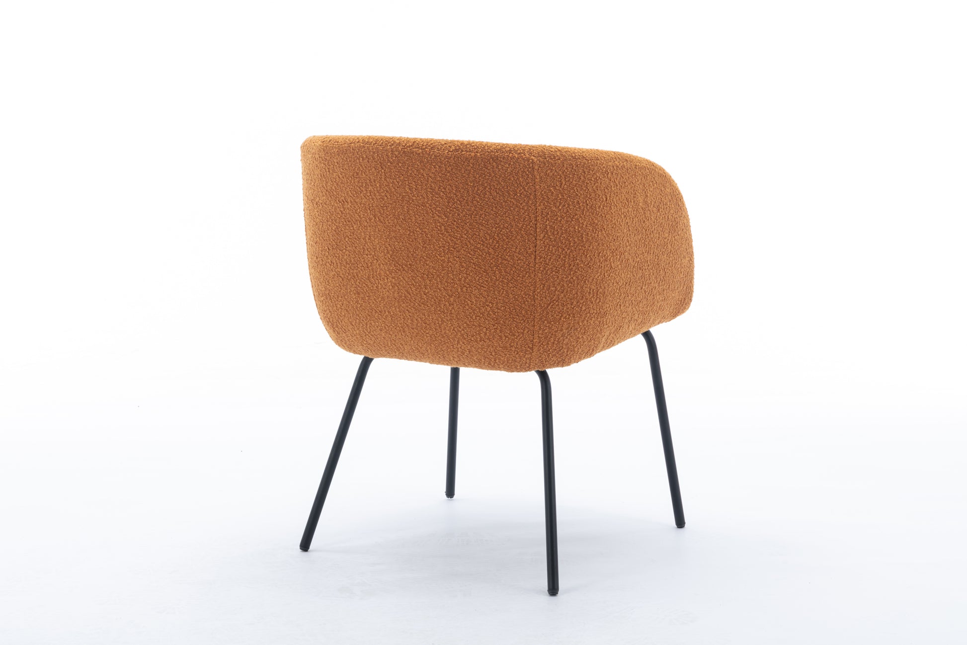 039 Set Of 1 Boucle Fabric Dining Chair With Black Metal Legs,Ginger Wood Ginger Dining Room Foam Wipe Clean Modern Dining Chairs Wing Back Foam Boucle