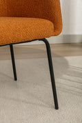 040 Boucle Fabric Dining Chair With Black Metal Legs Set Of 2,Ginger Wood Ginger Dining Room Foam Wipe Clean Modern Dining Chairs Wing Back Foam Boucle