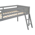 Twin Size Wood Low Loft Bed With Ladder, Ladder Can Be Placed On The Left Or Right, Gray Box Spring Not Required Twin Gray Wood Bedroom Solid Wood Mdf