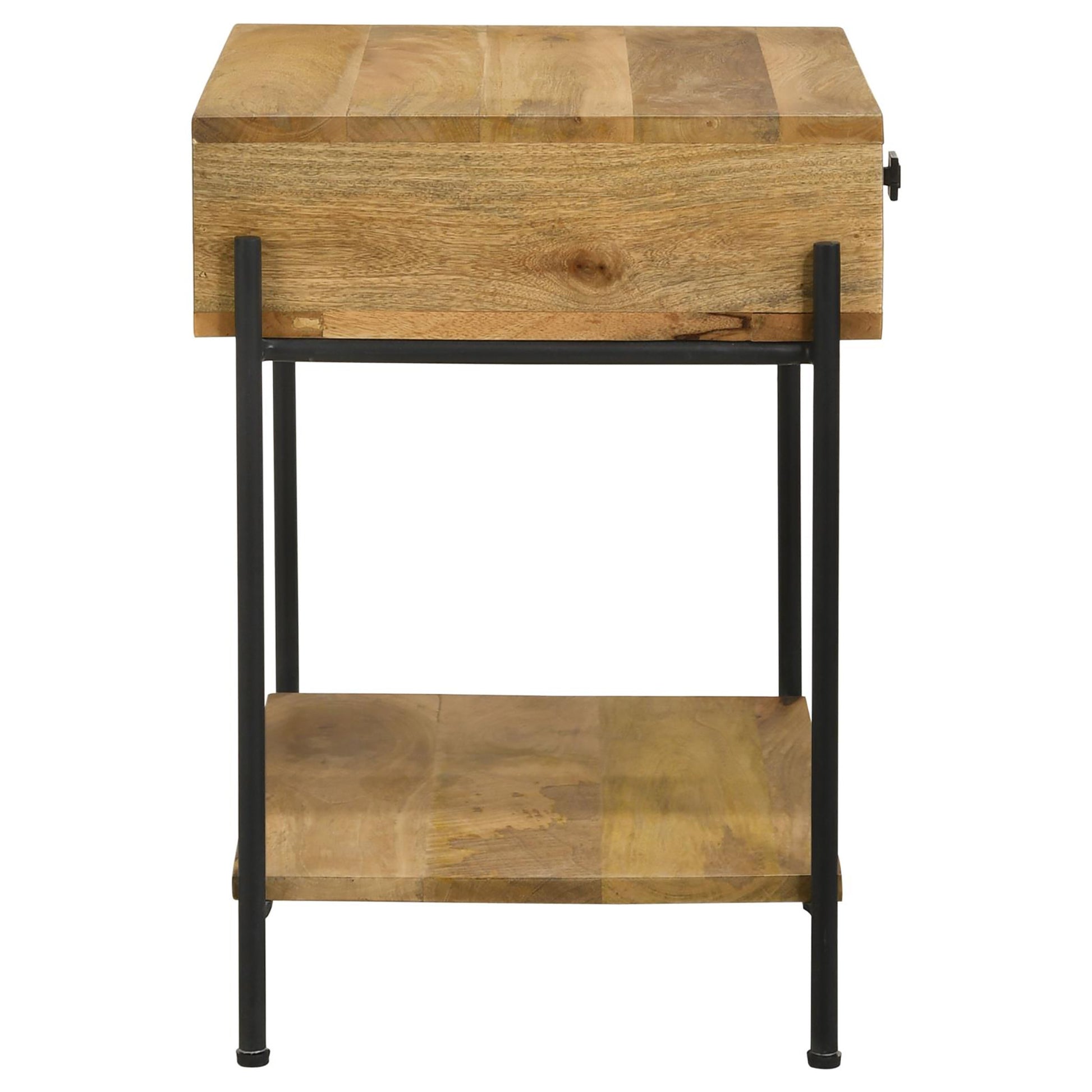 Natural Mango 1 Drawer Accent Table With Bottom Shelf Brown Primary Living Space Farmhouse,Rustic Mango Rectangular Drawers Coffee & End Tables Wood