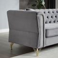 3 Seater 2 Seater Combination Sofa Tufted Couch With Rolled Arms And For Living Room, Bedroom, Office, Apartment, Four Pillows Grey Foam Velvet
