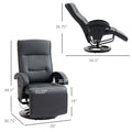 Homcom Pu Recliner With Footrest, Lounge Chair With 135 Adjustable Backrest, Swivel Wood Base, Padded Seat & Armrests For Living Room, Black Black Pu