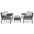 K&K 4 Piece Rope Patio Furniture Set, Outdoor Furniture With Tempered Glass Table, Patio Conversation Set Deep Seating With Thick Cushion For Backyard Porch Balcony Grey Yes Complete Patio Set Grey Weather Resistant Frame Fade Resistant Cushion Garden &