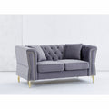 3 Seater 2 Seater Combination Sofa Tufted Couch With Rolled Arms And For Living Room, Bedroom, Office, Apartment, Four Pillows Grey Foam Velvet