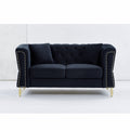 3 Seater 2 Seater Combination Sofa Tufted Couch With Rolled Arms And For Living Room, Bedroom, Office, Apartment, Four Pillows Black Foam Velvet