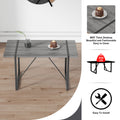 Industrial Rectangular Mdf Material Gray Dining Table With Texture, Equipped With A 1.57 Inch Thick Tabletop And Black Metal Legs, Used For Writing Desks, Kitchen Terraces, Dining Rooms 1529 Grey Mdf