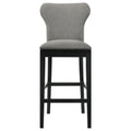 Grey And Black Stool With Trim Set Of 2 Grey Dining Room Wipe Clean Transitional Bar Stools Solid Back Foam Upholstered