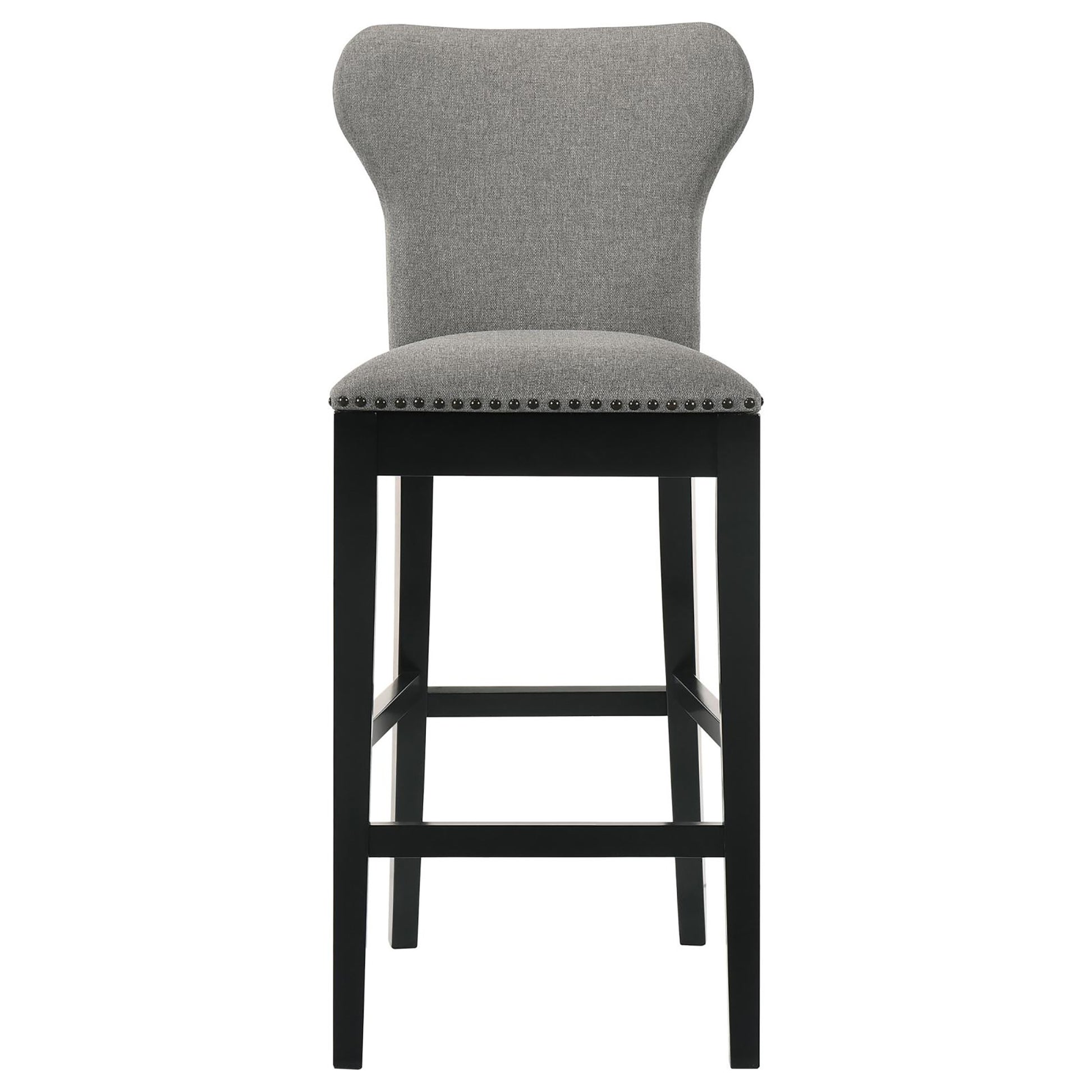 Grey And Black Stool With Trim Set Of 2 Grey Dining Room Wipe Clean Transitional Bar Stools Solid Back Foam Upholstered