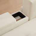 Convertible 3 In 1 Sleeper Sofa And Sectional Sofa With 4 Storage Space For Living Room,Corduroy Couch With 4 Pillows,Corduroy Beige Corduroy 3 Seat