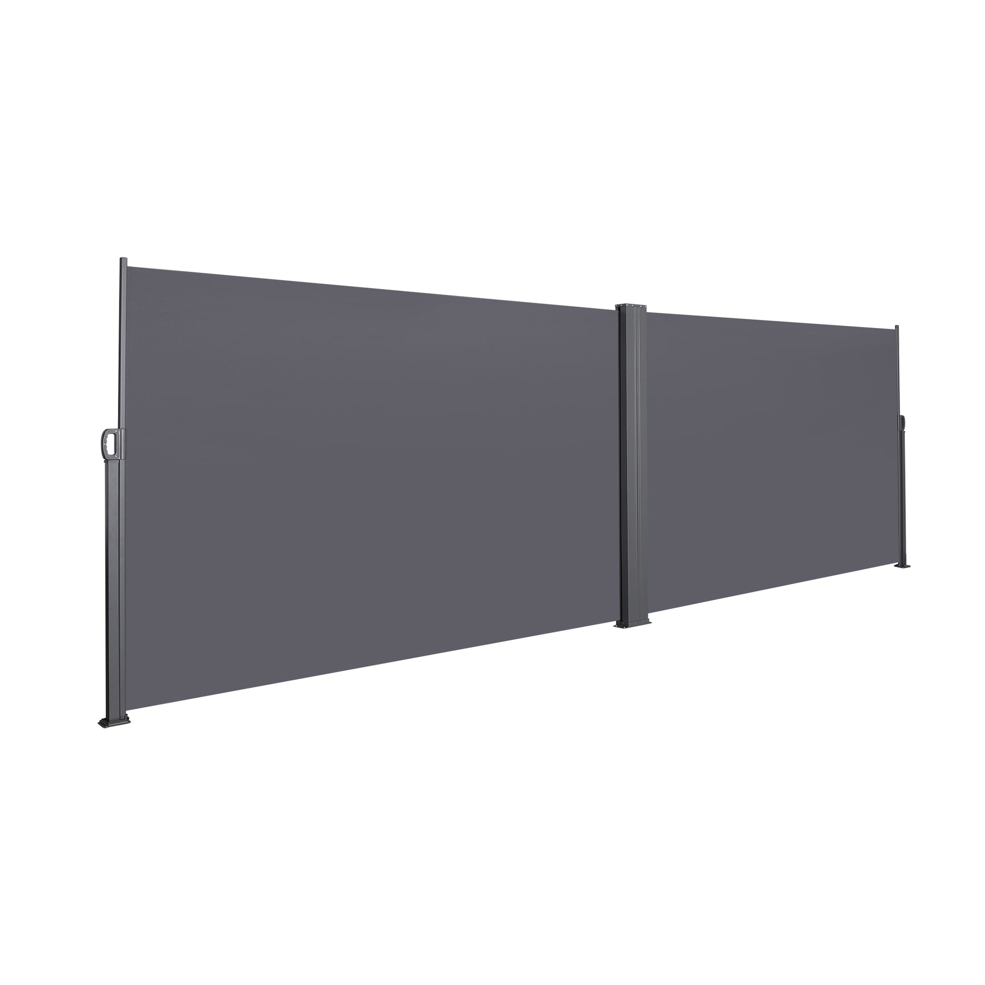 276" X 71''Retractable Side Awning, Waterproof & Uv Resistant, Privacy Screen Divider Roll Up Balcony Grey Grey Rectangular No Foundation Needed Manual Uv Resistant Canopies Polyester Metal