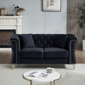 3 Seater 3 Seater Combination Sofa Tufted Couch With Rolled Arms And For Living Room, Bedroom, Office, Apartment, Four Pillows Black Foam Velvet