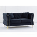 3 Seater 3 Seater Combination Sofa Tufted Couch With Rolled Arms And For Living Room, Bedroom, Office, Apartment, Four Pillows Black Foam Velvet