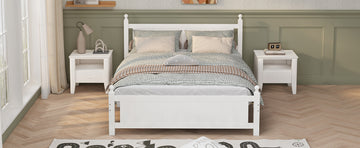 Queen Size Solid Wood Platform Bed Frame For Kids, Teens, Adults, No Need Box Spring, White Box Spring Not Required Queen White Wood Bedroom Mid Century Modern,Modern Pine Bed Frame Wood