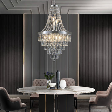 Chromium Color Crystal Chandeliers,Large Contemporary Luxury Ceiling Lighting Chrome Luxury Iron