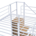 Twin Over Twin Metal Bunk Bed With Lateral Storage Ladder And Wardrobe, White White Iron