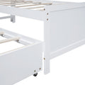 Twin Size Platform Bed With Storage Led Headboard, Twin Size Trundle And 3 Drawers, White Box Spring Not Required Twin White Bedroom Bed Frame Solid Wood Mdf