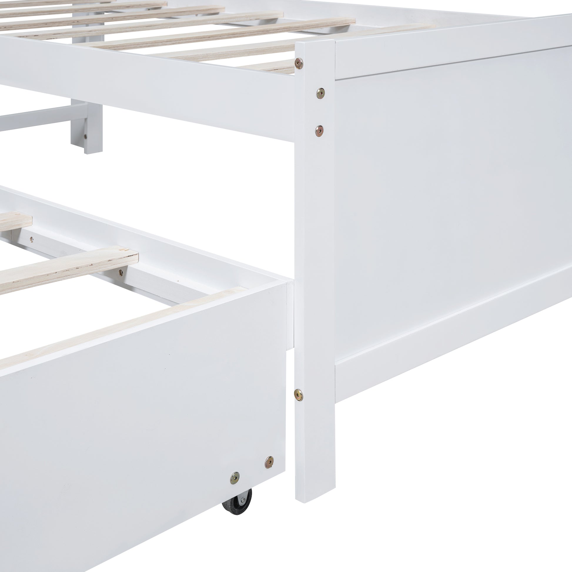 Twin Size Platform Bed With Storage Led Headboard, Twin Size Trundle And 3 Drawers, White Box Spring Not Required Twin White Bedroom Bed Frame Solid Wood Mdf