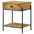 Natural Mango 1 Drawer Accent Table With Bottom Shelf Brown Primary Living Space Farmhouse,Rustic Mango Rectangular Drawers Coffee & End Tables Wood
