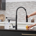 Commercial Led Kitchen Faucet With Pull Down Sprayer, Single Handle Single Lever Kitchen Sink Faucet Oil Rubbed Bronze Kitchen Contemporary Ceramic Brass