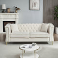 3 Seater 3 Seater Combination Sofa Tufted Couch With Rolled Arms And For Living Room, Bedroom, Office, Apartment, Four Pillows Beige Foam Velvet