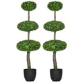 Homcom Set Of 2 Artificial Boxwood Topiary Trees In Pots, 43.25