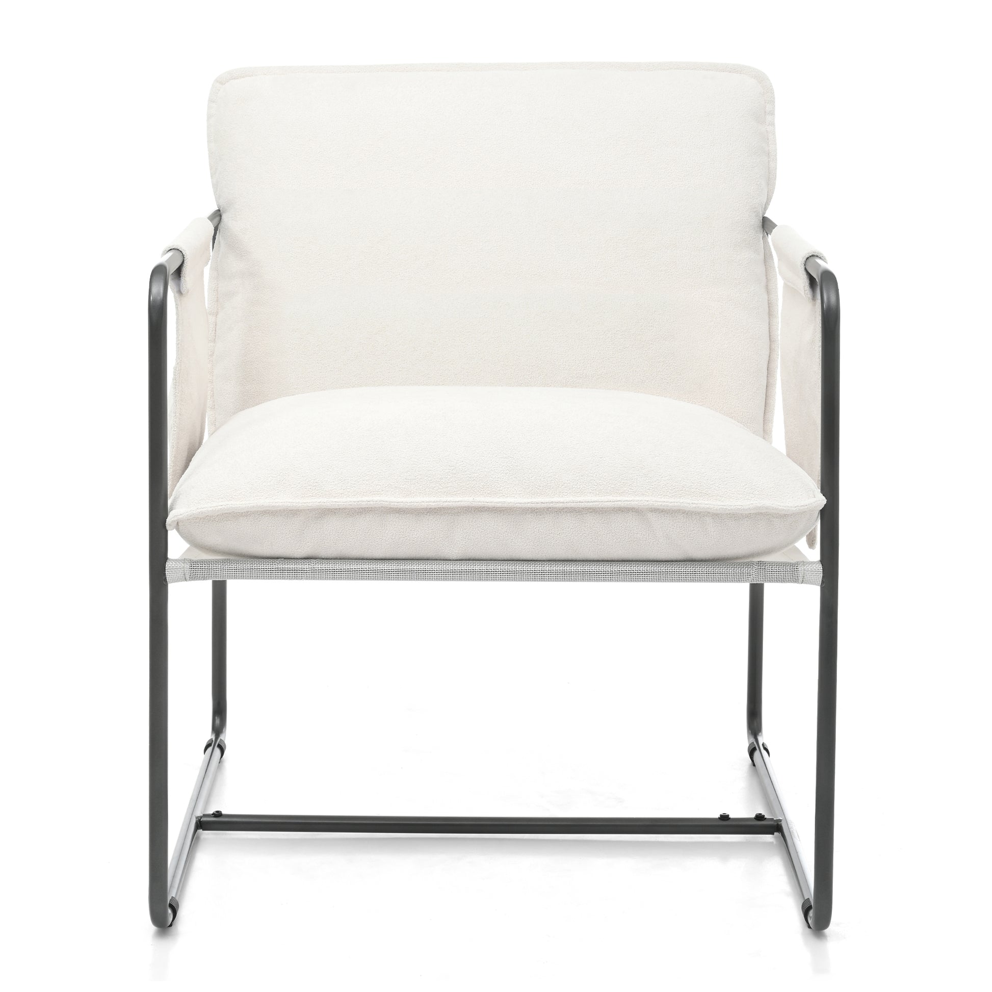 2 Sets 1 Case, Upholstered Hanging Armchair With Arm Pocket Metal Frame, Crushed Foamcushions And Skin Friendly Braid For Living Room And Bedroom. White Color White Foam Polyester