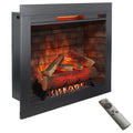 33 Inch Infrared Electric Fireplace Insert, Touch Panel Home Decor Heater, Smokeless Firebox With Trim Kit Powder Coated Electric Antique Black Vent Free Primary Living Space Yes Insert Tempered Glass Sheet Metal Plastic Electric
