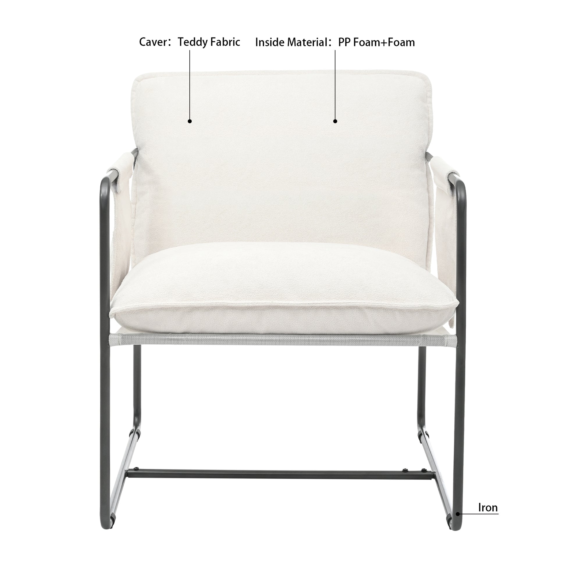 2 Sets 1 Case, Upholstered Hanging Armchair With Arm Pocket Metal Frame, Crushed Foamcushions And Skin Friendly Braid For Living Room And Bedroom. White Color White Foam Polyester