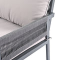 K&K 4 Piece Rope Patio Furniture Set, Outdoor Furniture With Tempered Glass Table, Patio Conversation Set Deep Seating With Thick Cushion For Backyard Porch Balcony Grey Yes Complete Patio Set Grey Weather Resistant Frame Fade Resistant Cushion Garden &