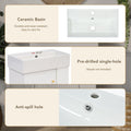 Video 21.6Inch Modern Floating Bathroom Vanity With Ceramic Basin Perfect For Small Bathrooms, Right Side Storage White Ceramic Mdf