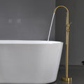 Single Handle Freestanding Tub Filler Floor Mount Bathtub Faucet With Handheld Shower Brushed Gold Bathroom Joystick Claw Foot Tub Faucets Curved Two Brushed Gold Pull Out Floor Mounted Cartridge Valve Single Hole Faucets Gold Antique,Classic 1 Hole