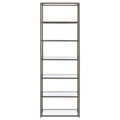 Black Nickel 6 Tier Bookcase 6 Black Standard Horizontal Office Open Back Glass Contemporary,Modern Metal