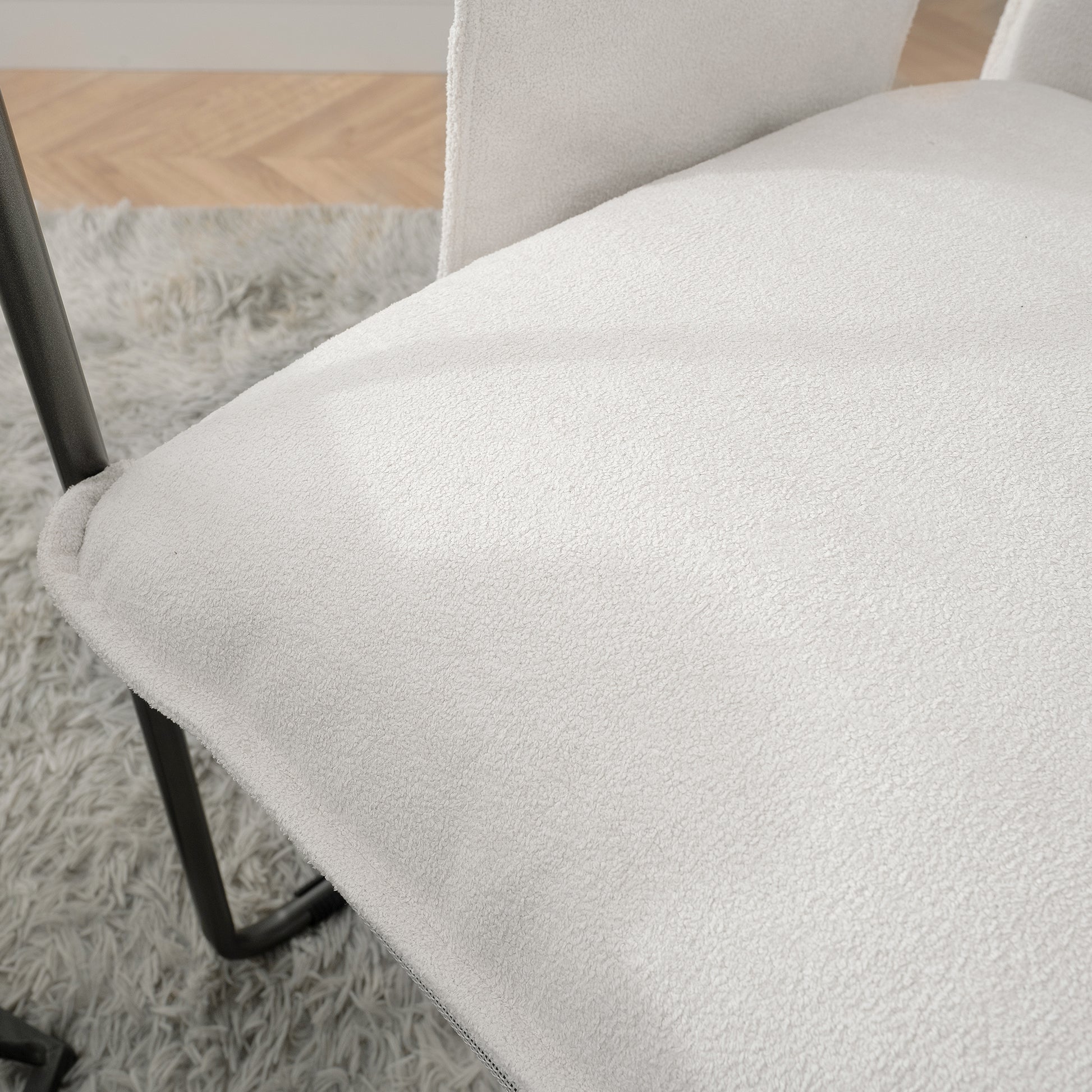 2 Sets 1 Case, Upholstered Hanging Armchair With Arm Pocket Metal Frame, Crushed Foamcushions And Skin Friendly Braid For Living Room And Bedroom. White Color White Foam Polyester