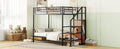 Twin Over Twin Metal Bunk Bed With Lateral Storage Ladder And Wardrobe, Black Black Iron