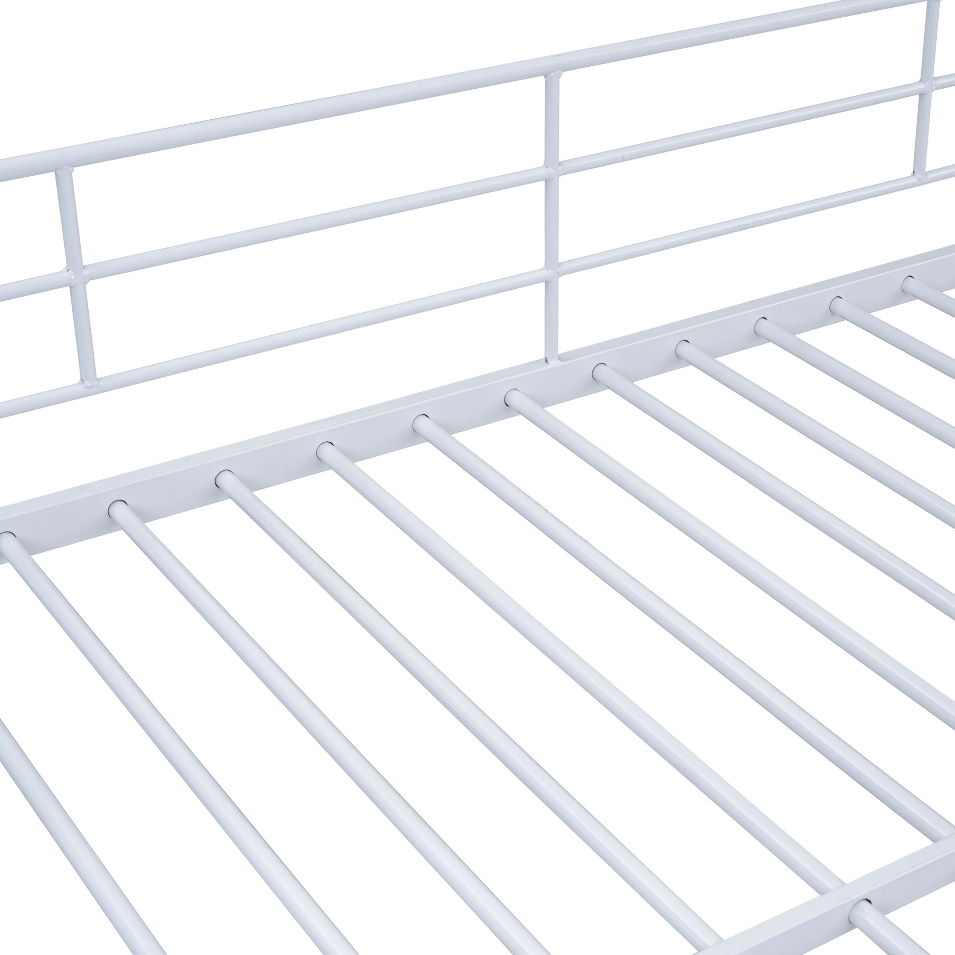 Full Over Full Metal Bunk Bed With Lateral Storage Ladder And Wardrobe, White White Iron