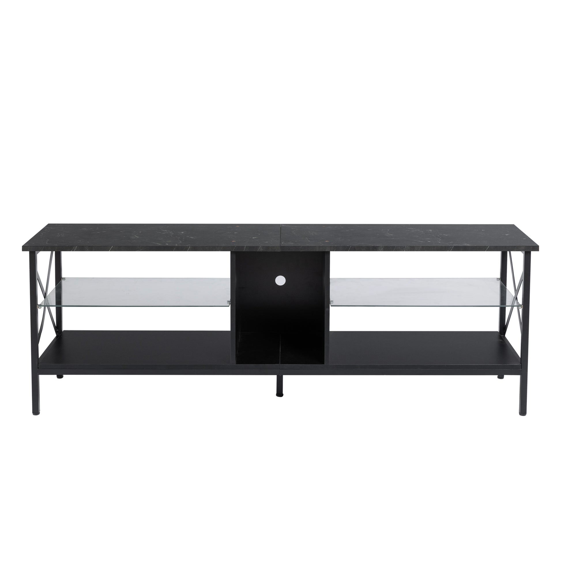 Tv Stand,Iron Tv Cabinet,Entertainment Center, Tv Set, Media Console, With Led Lights, Remote Control,Toughened Glass Stand,Can Be Placed In The Living Room, Bedroom, Color:Black With Marble Texture Black Primary Living Space 60 69 Inches 60 69 Inches 65