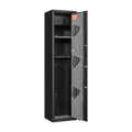 Black Steel Cabinet, With Inner Safe Box, Led Lights, Removable Shelf And Rack. Black Steel