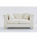 3 Seater 2 Seater Combination Sofa Tufted Couch With Rolled Arms And For Living Room, Bedroom, Office, Apartment, Four Pillows Beige Foam Velvet