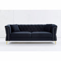 3 Seater 3 Seater Combination Sofa Tufted Couch With Rolled Arms And For Living Room, Bedroom, Office, Apartment, Four Pillows Black Foam Velvet