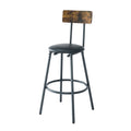 Bar Table And Chairs Set For 2, 3 Pieces Pub Dining Table Set, 2 Bar Stools Pu Upholstery Seat With Backrest For Kitchen, Apartment, Small Space Wood Antique Brown Seats 2 Brown Metal Dining Room 4 Leg Rectangular Dining Table With Chair Wood Metal