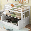 Wood Twin Over Full Bunk Bed With Hydraulic Lift Up Storage, White Box Spring Not Required White Wood Solid Wood Mdf