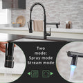 Commercial Led Kitchen Faucet With Pull Down Sprayer, Single Handle Single Lever Kitchen Sink Faucet Oil Rubbed Bronze Kitchen Contemporary Ceramic Brass