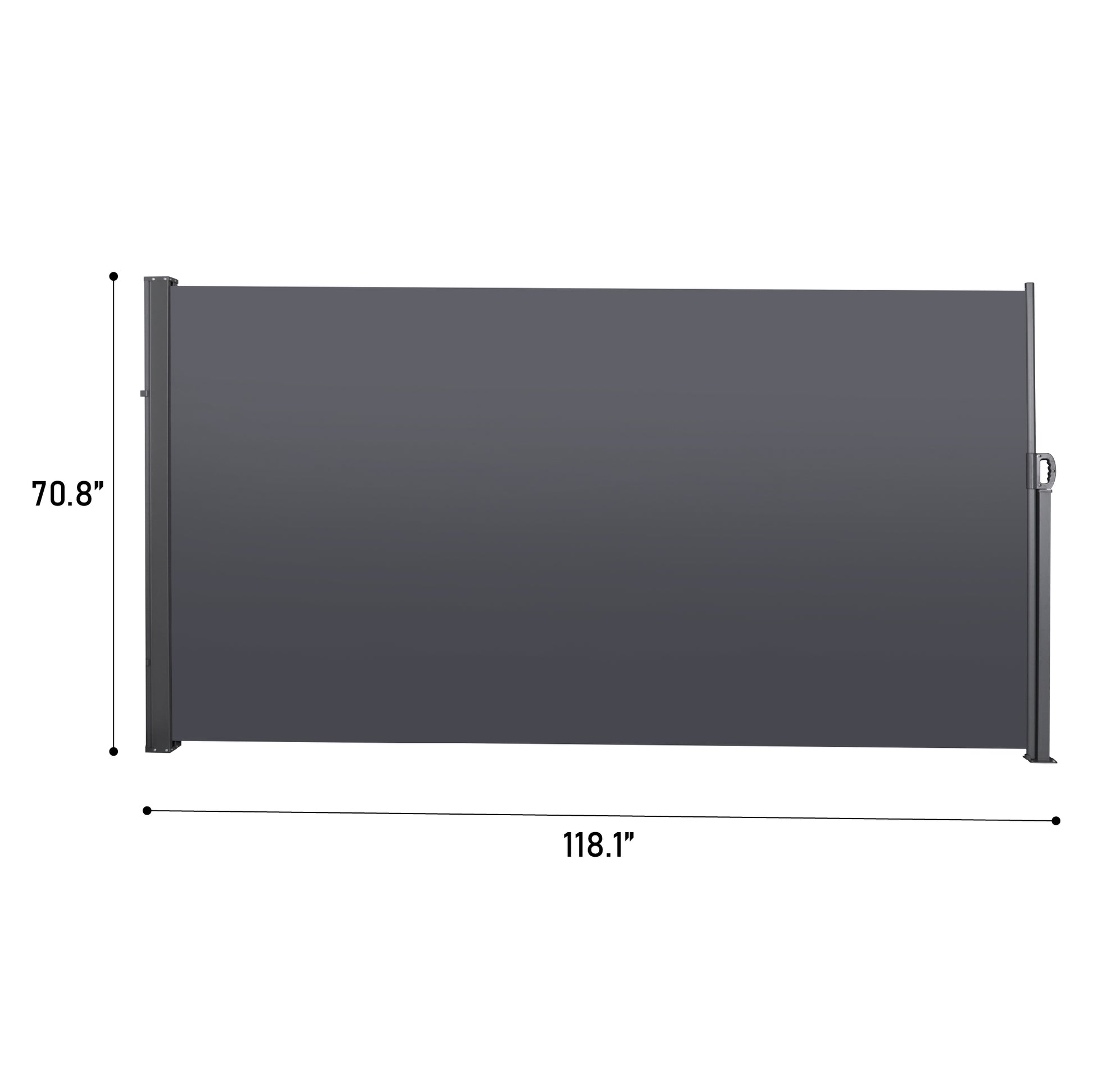 Retractable Side Screen Awning, Uv Resistant, Waterproof, Patio Privacy Screen For Garden, Balcony, Courtyard Dark Grey , 118.1" X 70.9" Grey Rectangular No Foundation Needed Manual Uv Resistant Canopies Polyester Metal