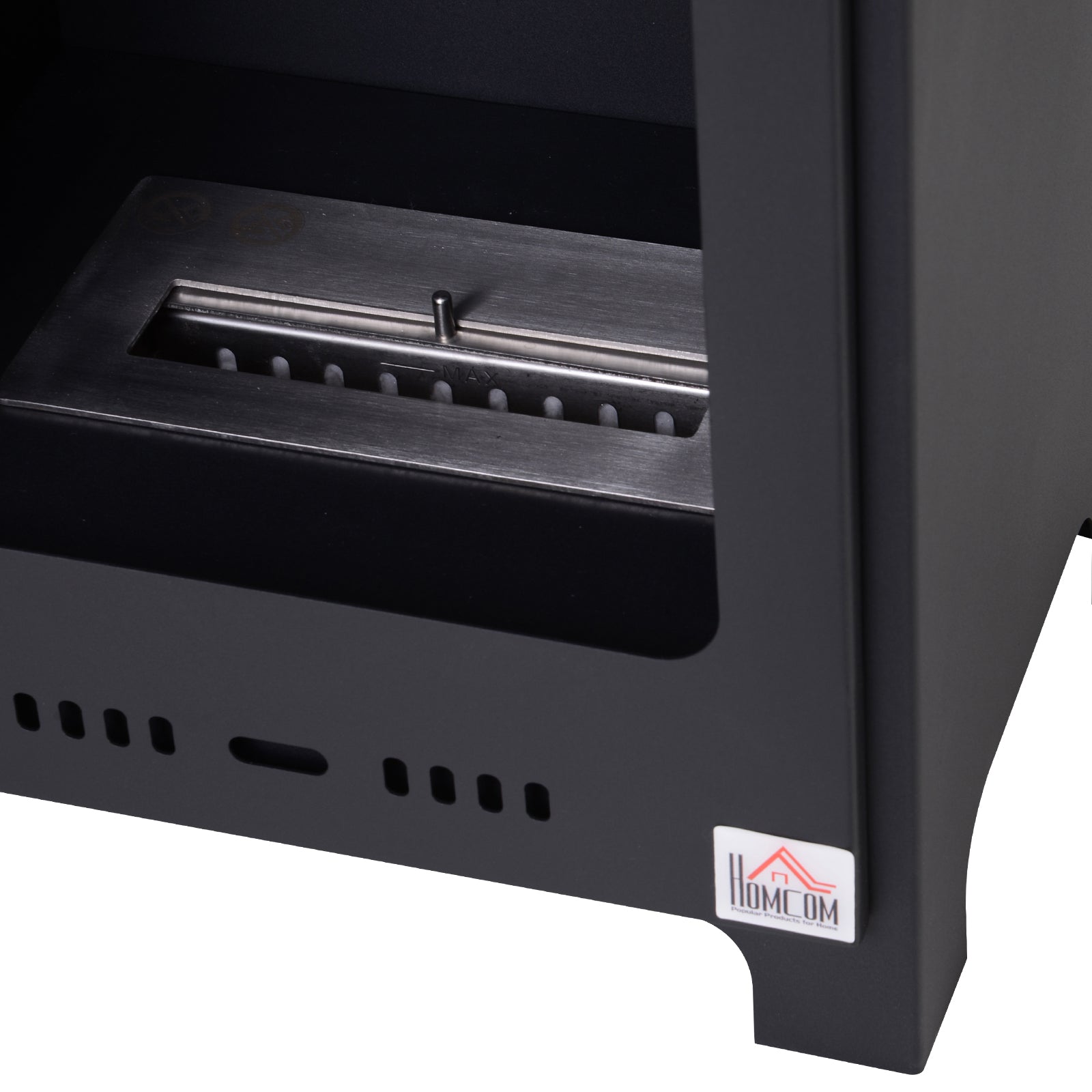Homcom 19.75" Ethanol Fireplace, Freestanding Alcohol Fireplace Stove With 0.25 Gal Tank Capacity, Flame Snuffer Black Black Steel