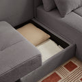 Convertible 3 In 1 Sleeper Sofa And Sectional Sofa With 4 Storage Space For Living Room,Corduroy Couch With 4 Pillows,Corduroy Grey Corduroy 3 Seat