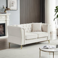 3 Seater 2 Seater Combination Sofa Tufted Couch With Rolled Arms And For Living Room, Bedroom, Office, Apartment, Four Pillows Beige Foam Velvet